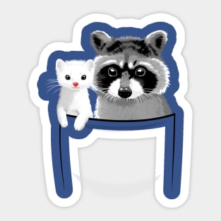 Raccoon and ferret in pocket Sticker